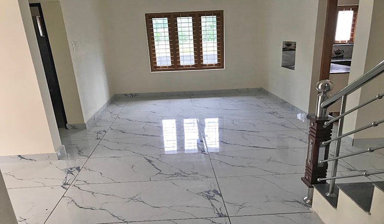 Large dining area in a 2-bedroom house for sale in Chengannur, Kerala, India.