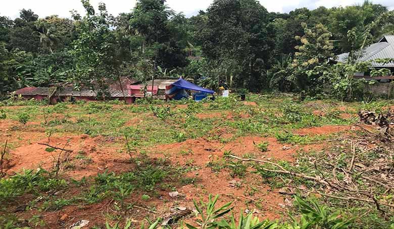 Land plot for sale near Poomala Chaal Chengannur showing the proximity to neighboring houses and plot boundaries.